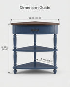 Classic Two-Tone Navy Blue Corner Side Table Arris Concepts