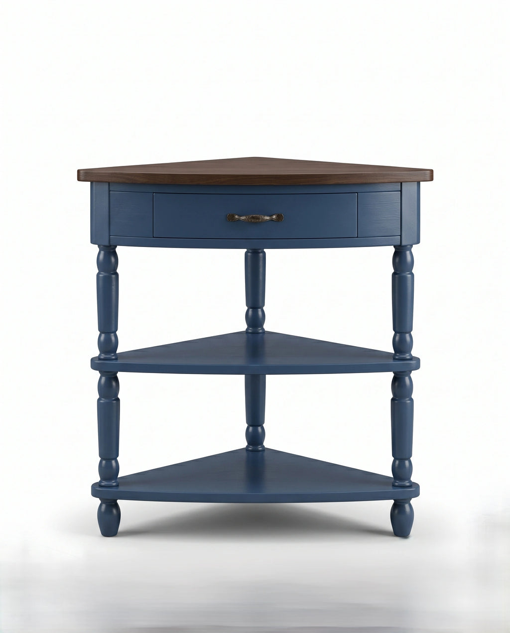 Classic Two-Tone Navy Blue Corner Side Table Arris Concepts