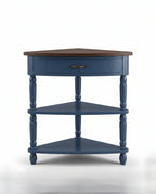 Classic Two-Tone Navy Blue Corner Side Table Arris Concepts