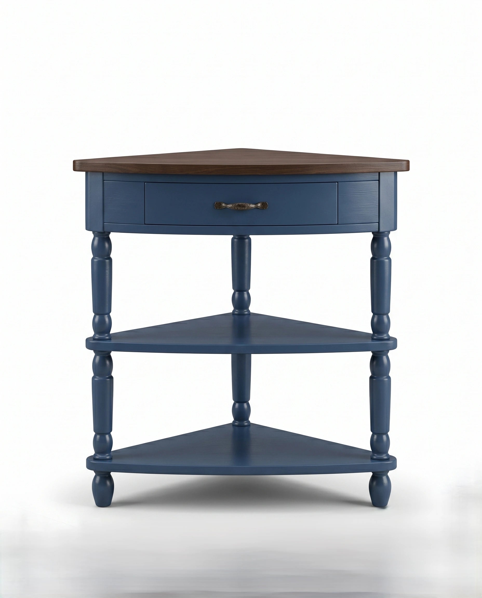 Classic Two-Tone Navy Blue Corner Side Table Arris Concepts