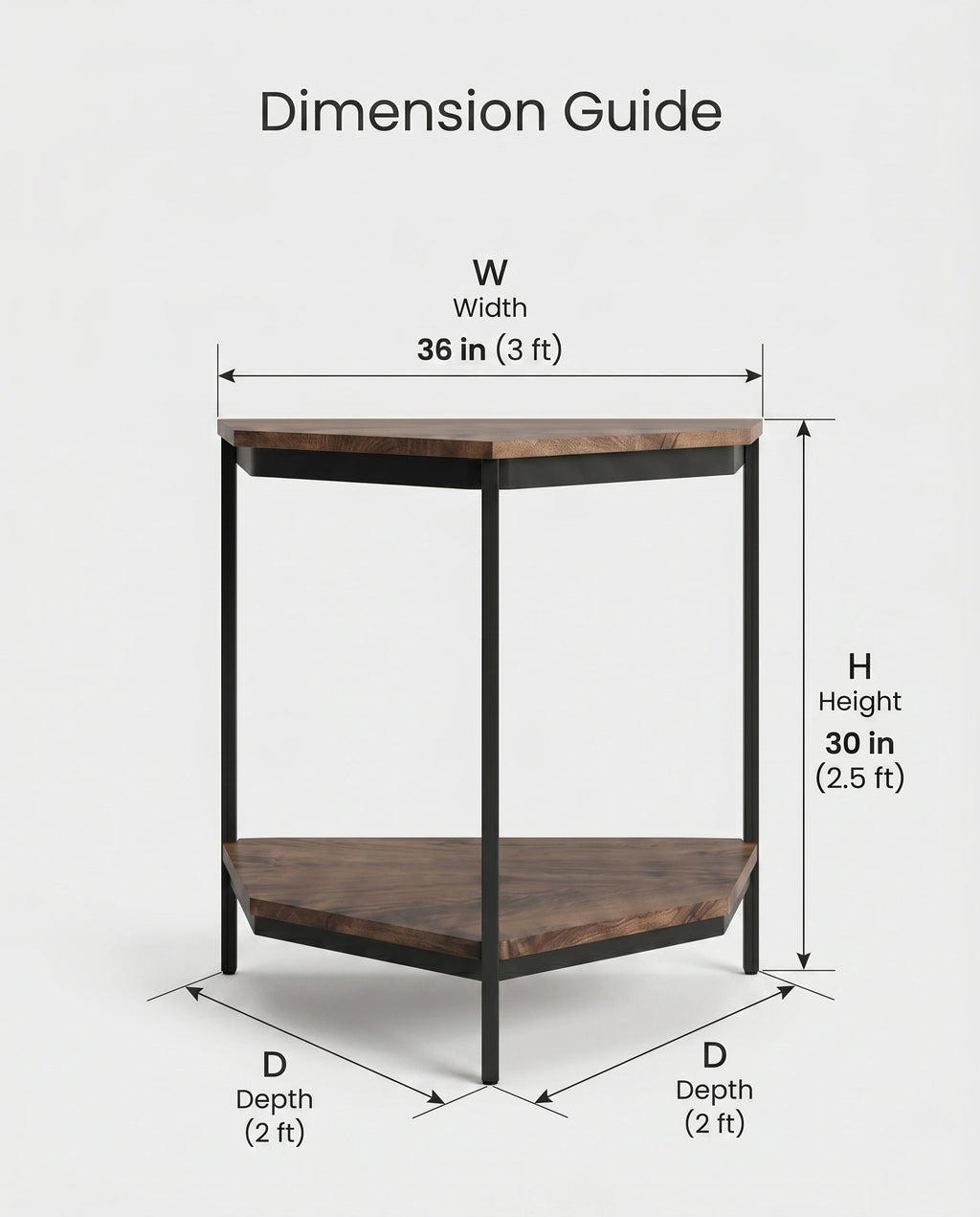 Minimalist Two-Tone 3-Tier Corner Side Table Arris Concepts