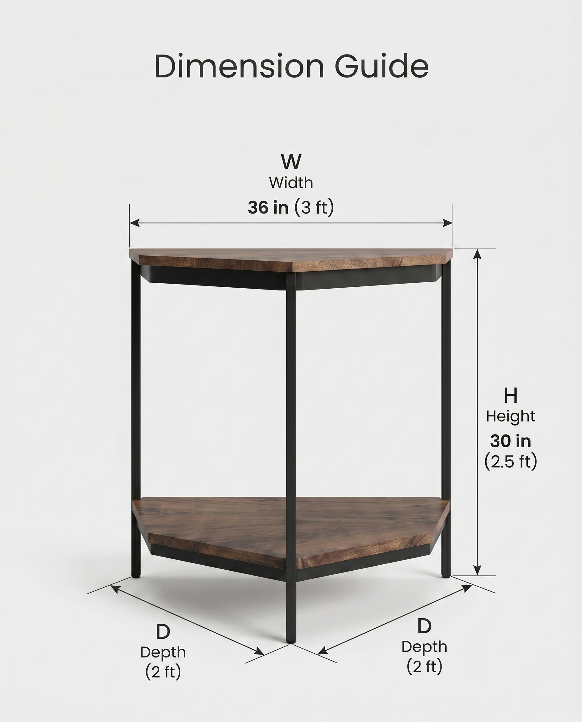 Minimalist Two-Tone 3-Tier Corner Side Table Arris Concepts