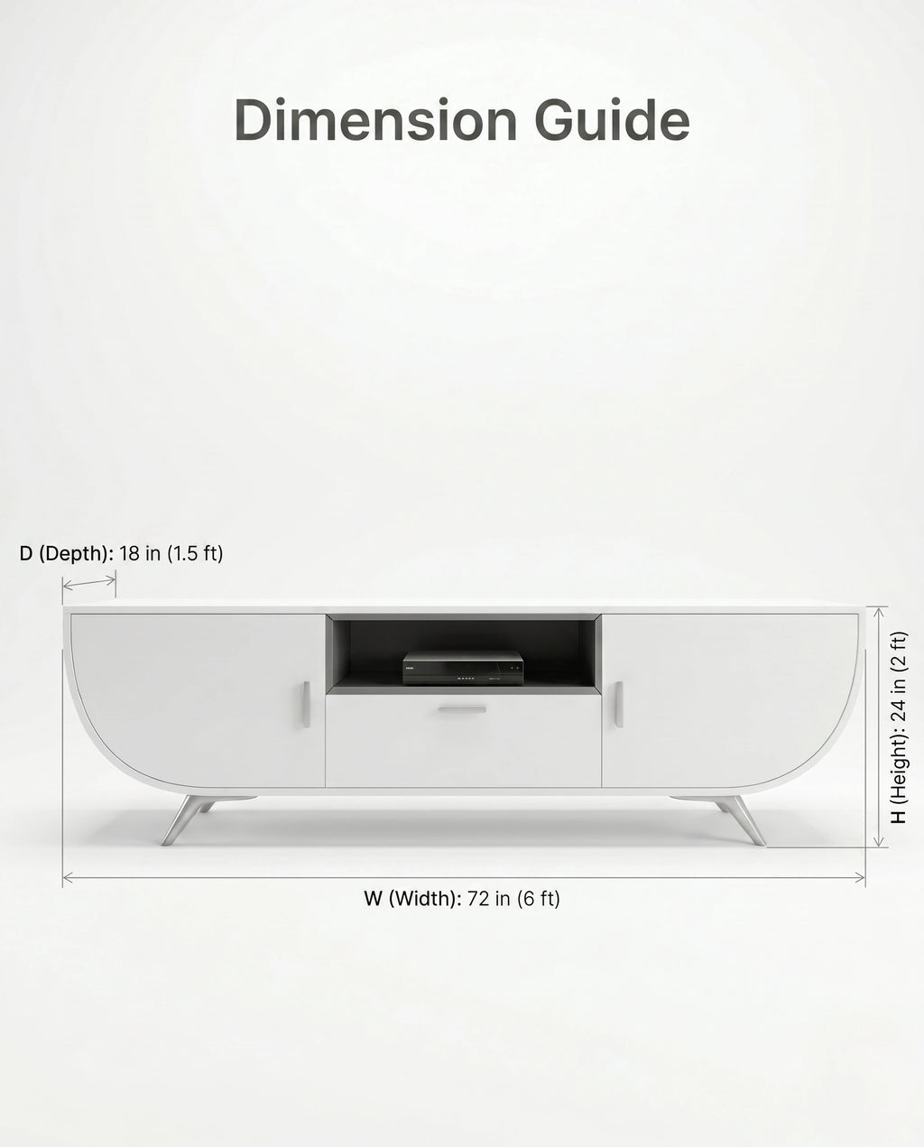 Modern Curved White Capsule TV Ledge & Media Console Arris Concepts