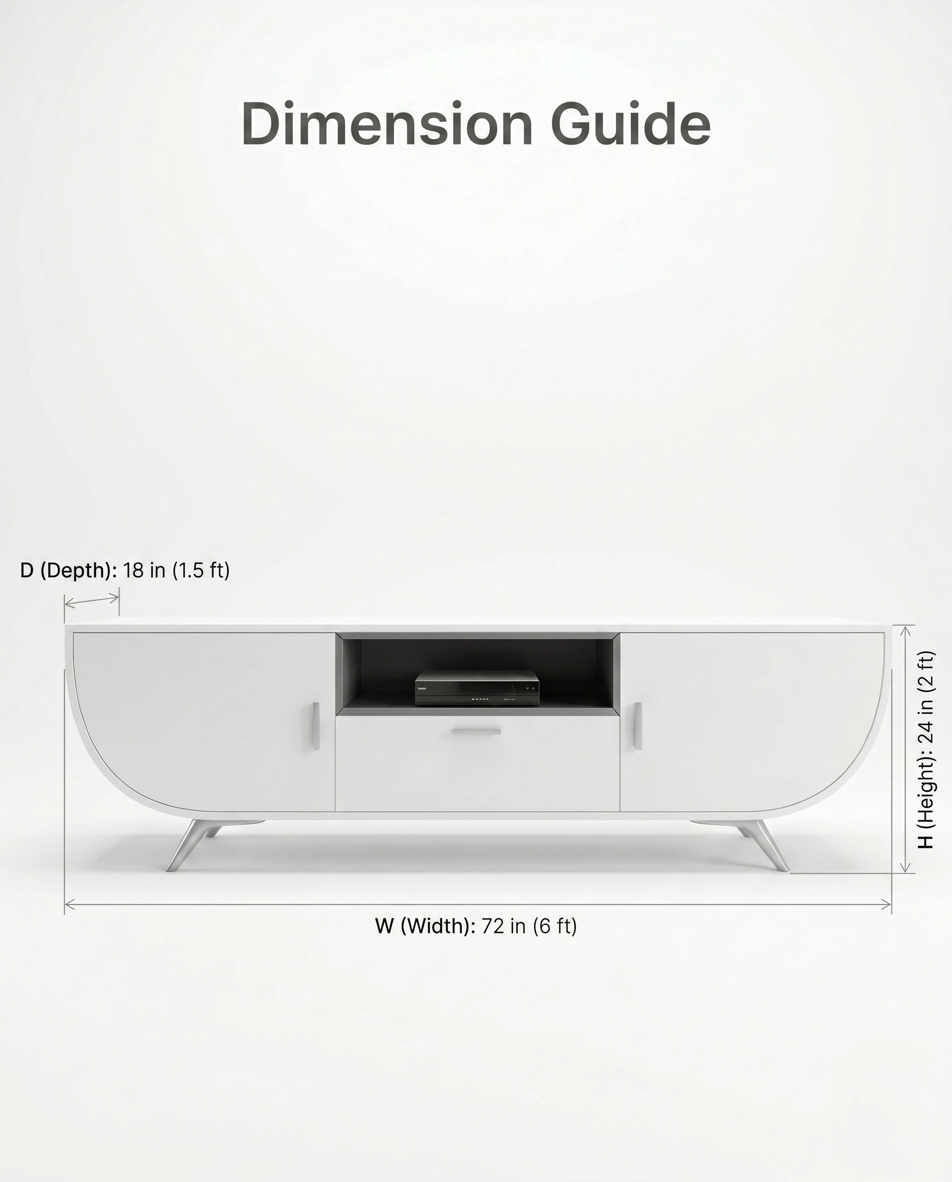 Modern Curved White Capsule TV Ledge & Media Console Arris Concepts