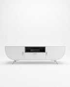Modern Curved White Capsule TV Ledge & Media Console Arris Concepts