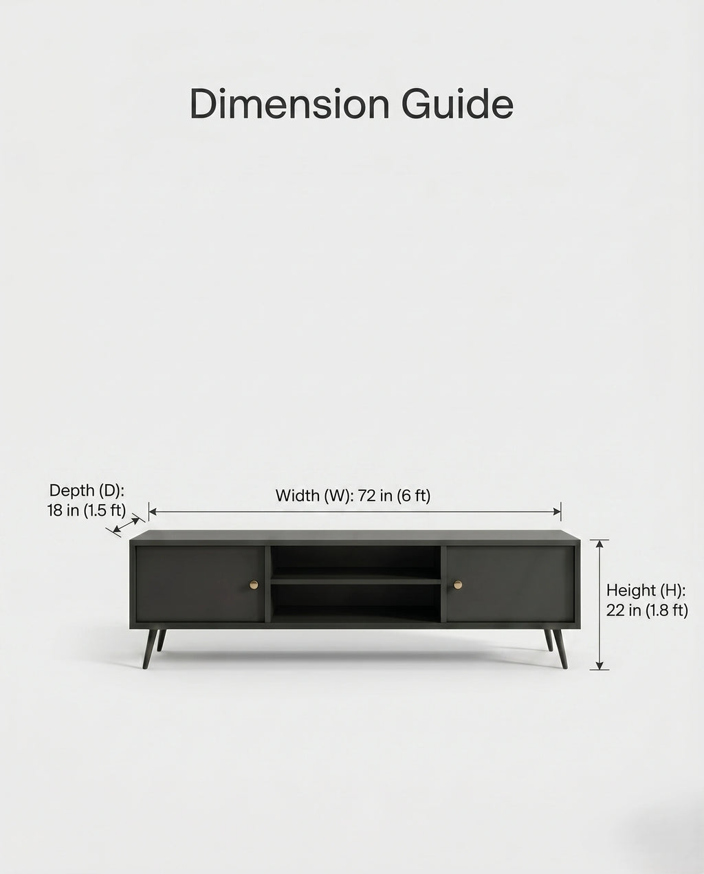 Mid-Century Matte Black TV Ledge & Media Console Arris Concepts