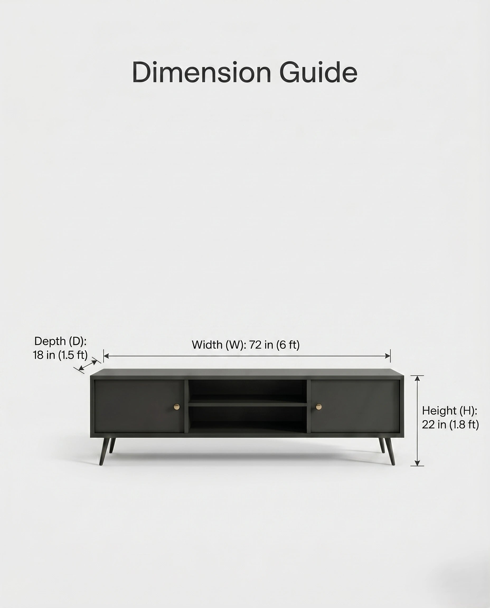 Mid-Century Matte Black TV Ledge & Media Console Arris Concepts