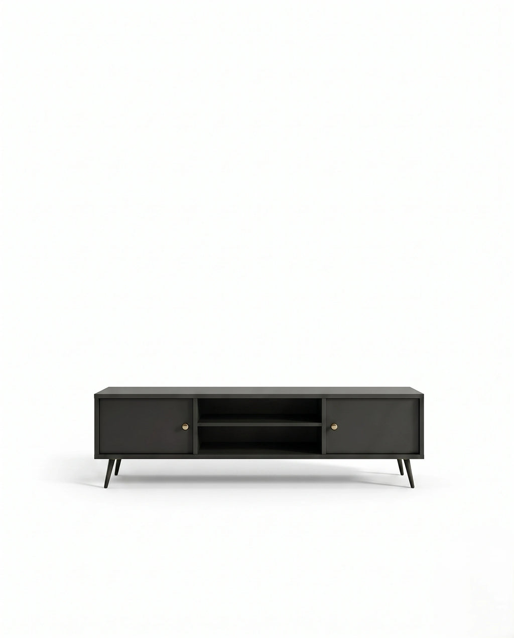 Mid-Century Matte Black TV Ledge & Media Console Arris Concepts