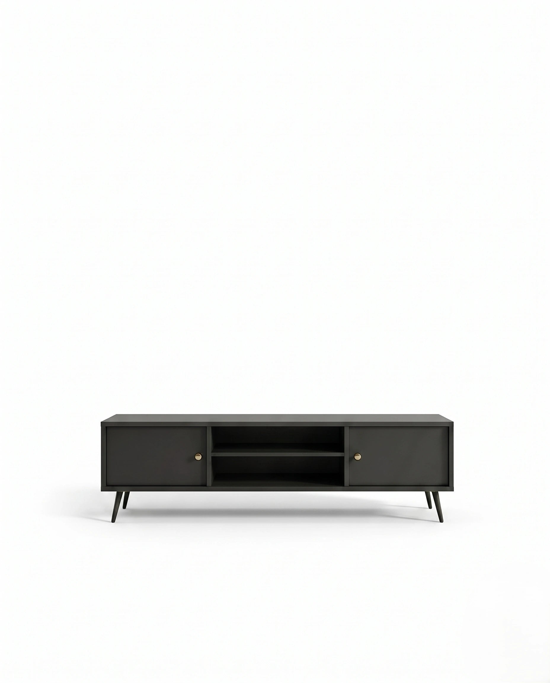Mid-Century Matte Black TV Ledge & Media Console Arris Concepts