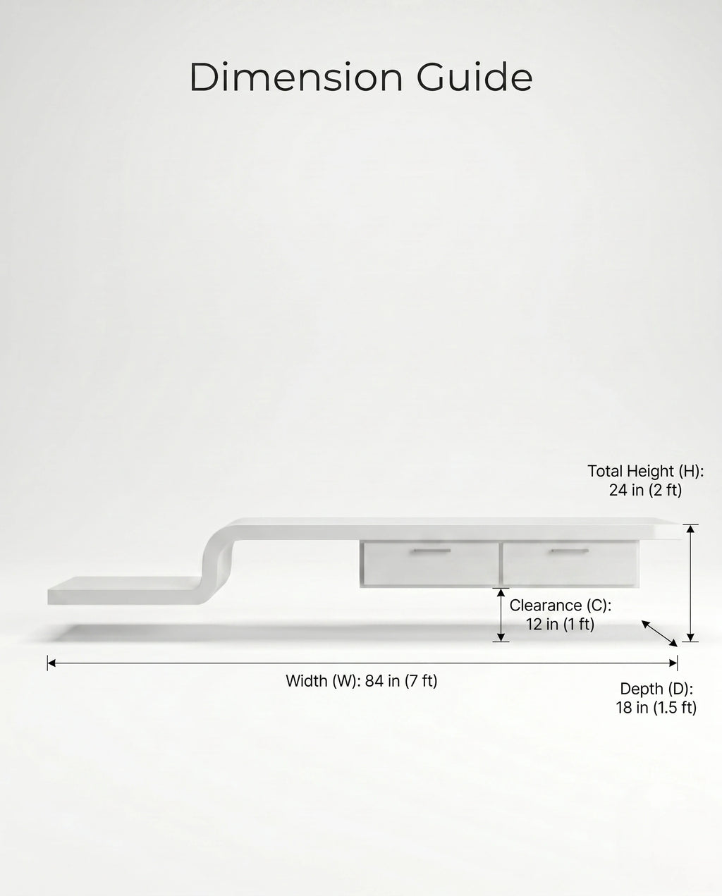 Ultra-Long Minimalist White TV Ledge & Console Arris Concepts