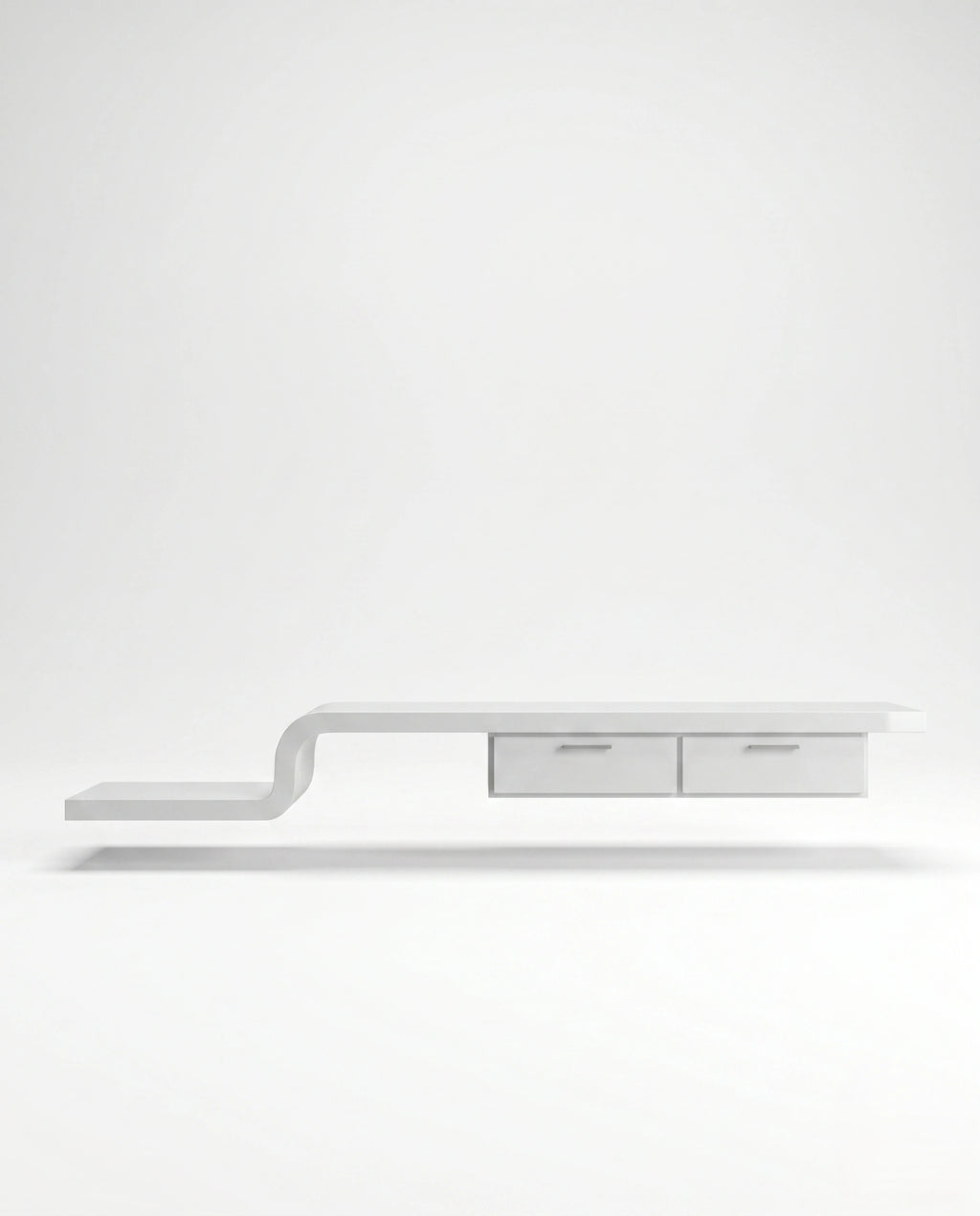 Ultra-Long Minimalist White TV Ledge & Console Arris Concepts