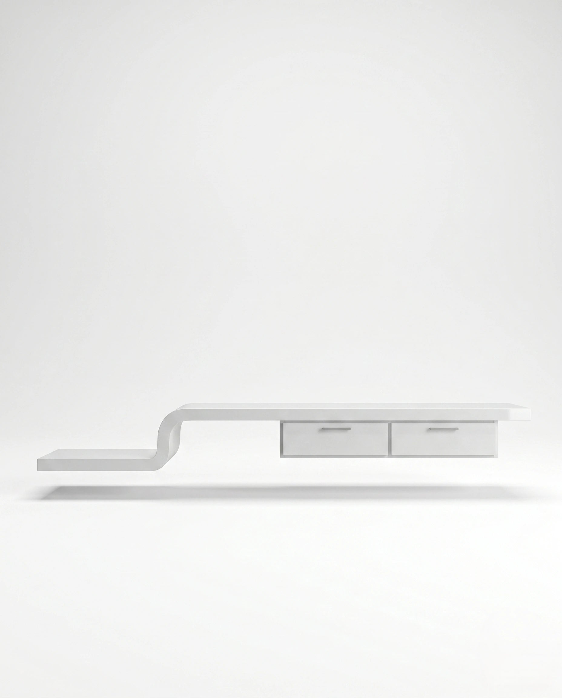 Ultra-Long Minimalist White TV Ledge & Console Arris Concepts