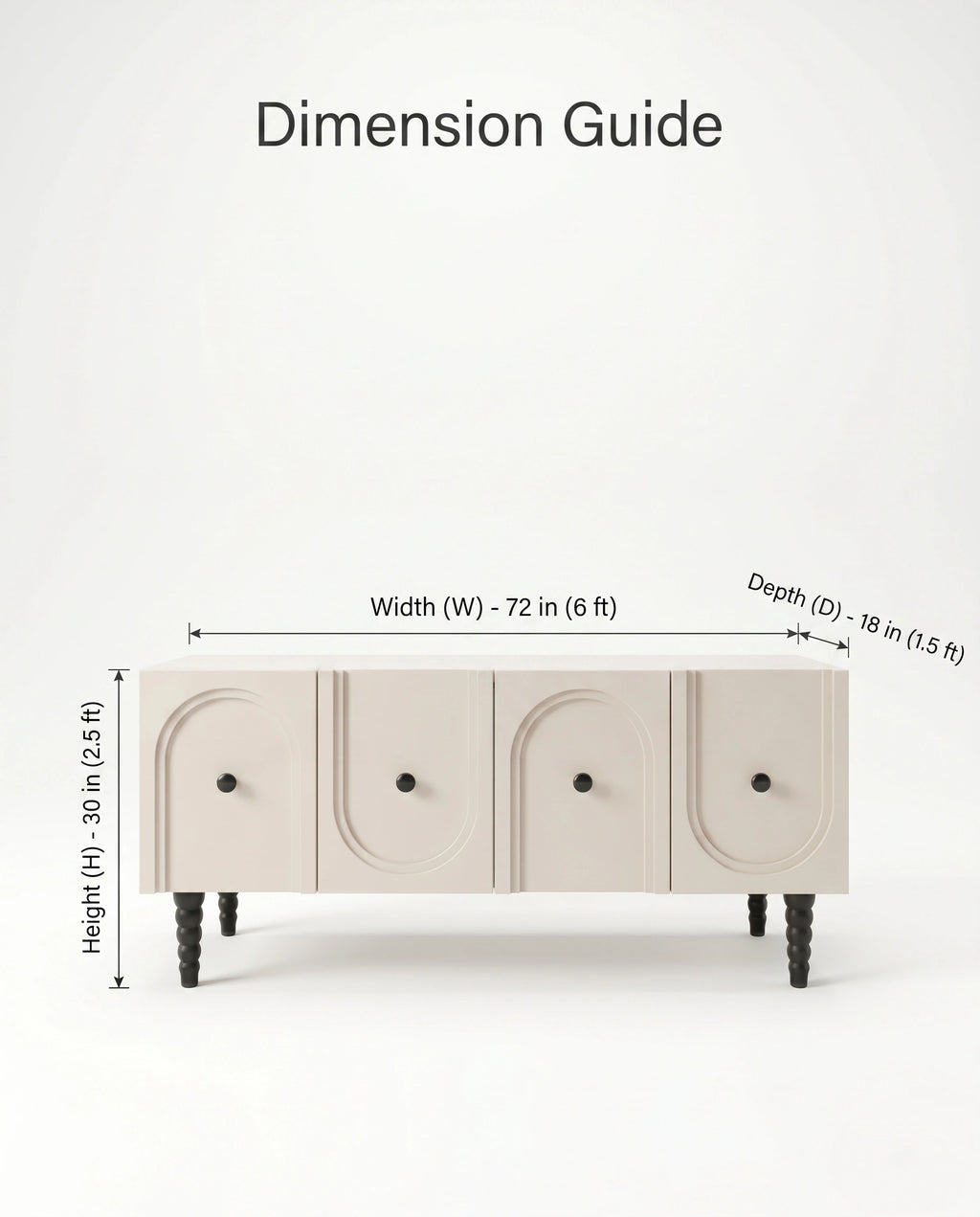 Post-Modern Arched Cream & Black Console Table Arris Concepts