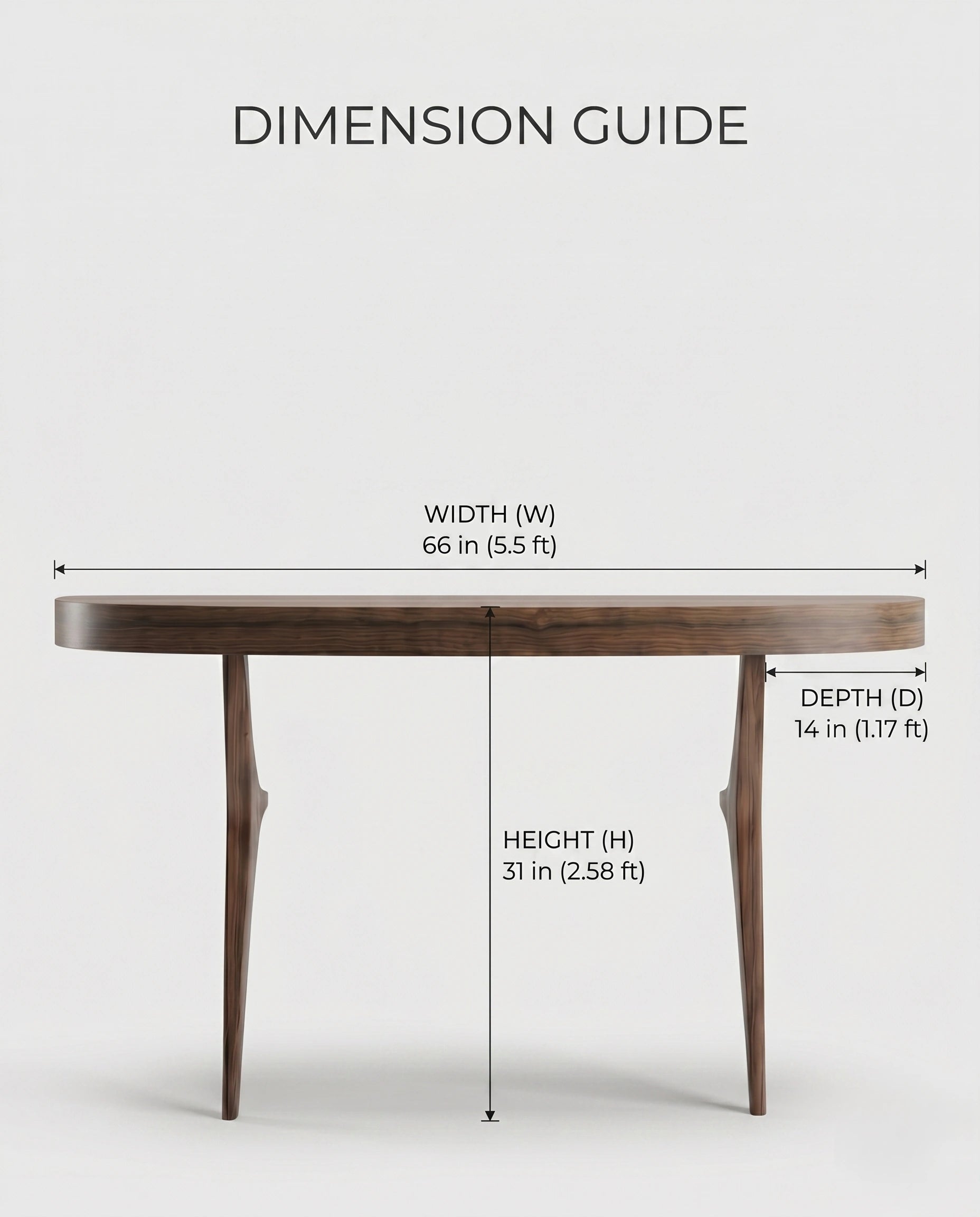 Organic Walnut Minimalist Pill-Shaped Console Table Arris Concepts