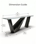 Sculptural Geometric High-Gloss Black & Glass Console Table Arris Concepts