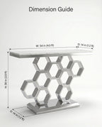 Geometric Honeycomb Silver & White Marble Console Table Arris Concepts