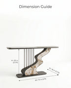 Sculptural Wave Onyx & Metal Asymmetrical Console Table Arris Concepts