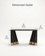 Art Deco Black Marble & Gold Geometric Console Table Arris Concepts