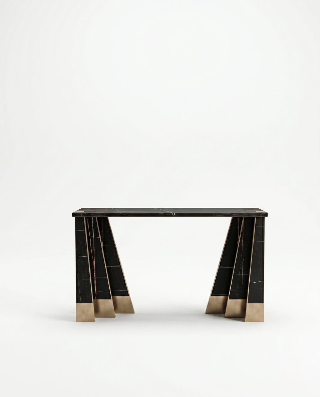 Art Deco Black Marble & Gold Geometric Console Table Arris Concepts