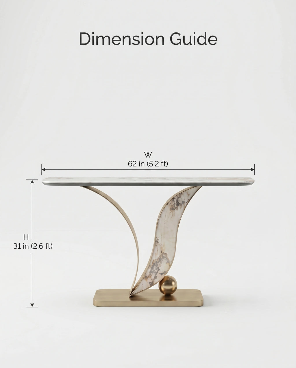 Sculptural Curved Onyx & Gold Asymmetrical Console Table Arris Concepts