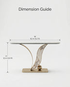 Sculptural Curved Onyx & Gold Asymmetrical Console Table Arris Concepts