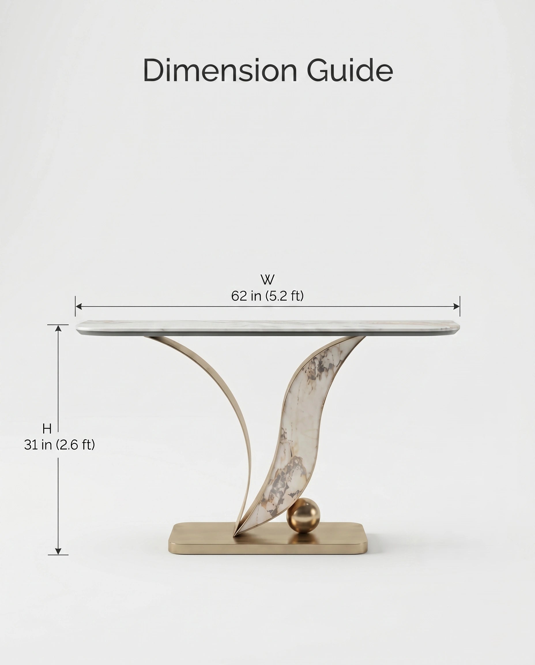 Sculptural Curved Onyx & Gold Asymmetrical Console Table Arris Concepts