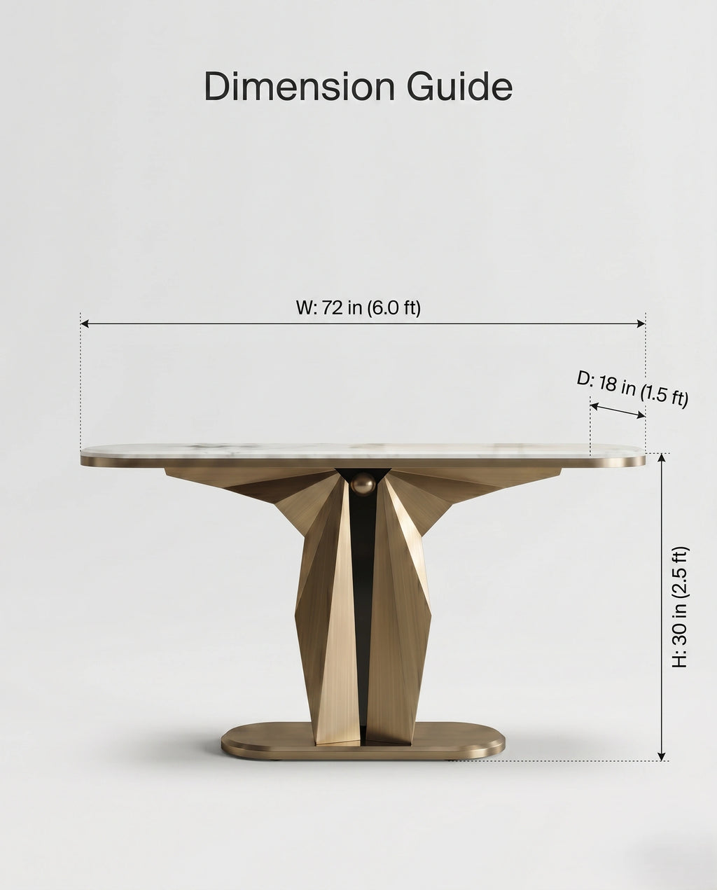 Sculptural Geometric Gold & Marble Console Table Arris Concepts