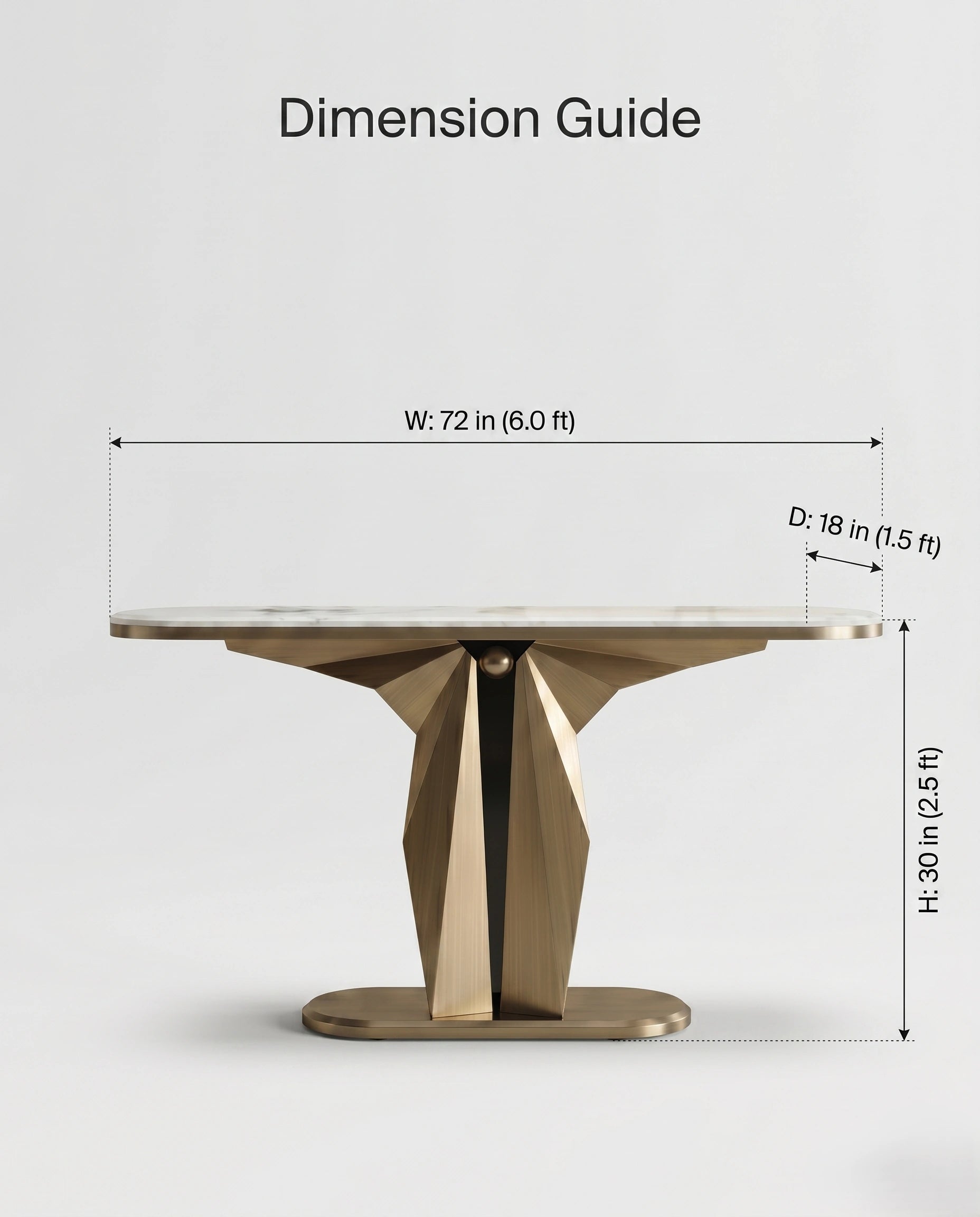 Sculptural Geometric Gold & Marble Console Table Arris Concepts