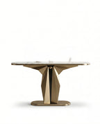 Sculptural Geometric Gold & Marble Console Table Arris Concepts