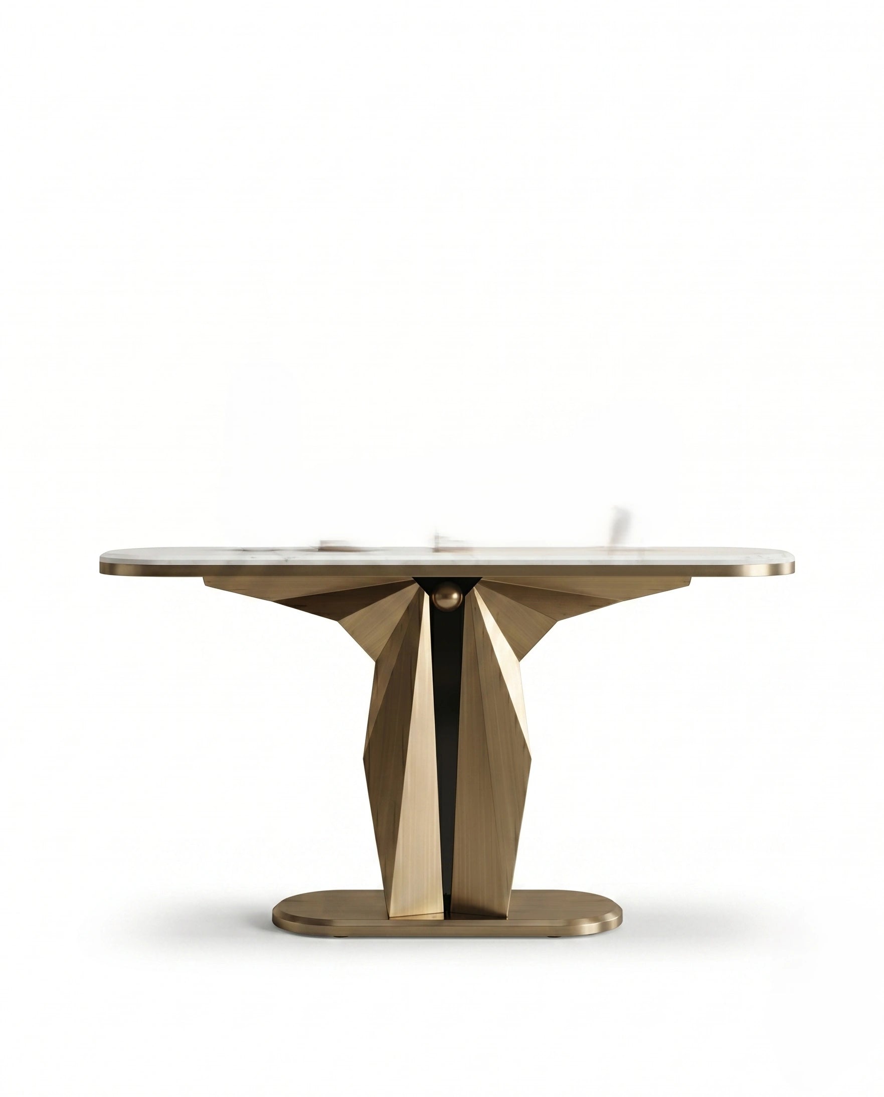 Sculptural Geometric Gold & Marble Console Table Arris Concepts