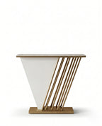 Geometric V-Shape White Marble & Gold Console Table Arris Concepts