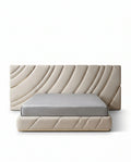 Extended Asymmetrical Channel Tufted Cream Platform Bed Arris Concepts