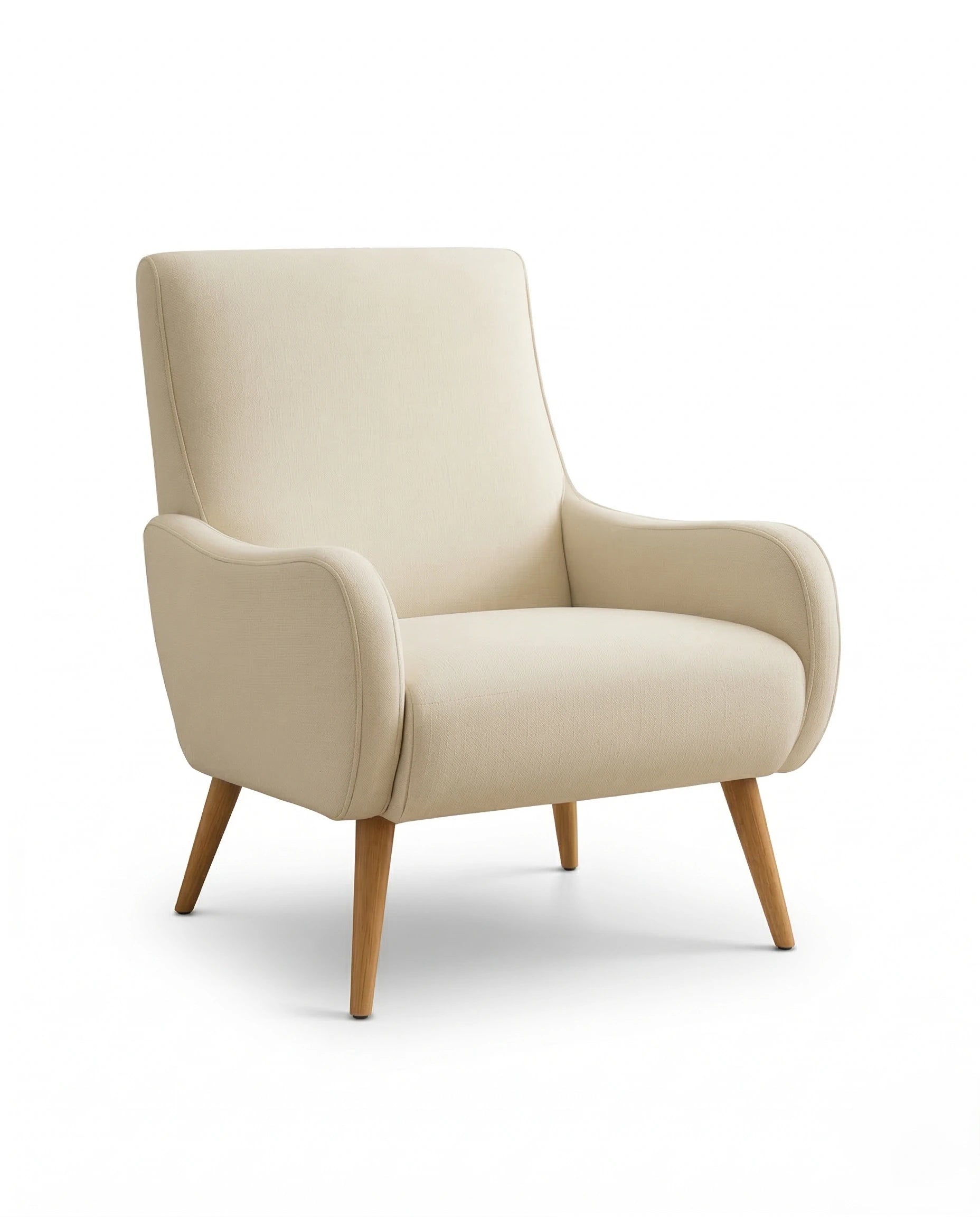 Masterfully crafted modern upholstered accent chair with oak legs by ACL