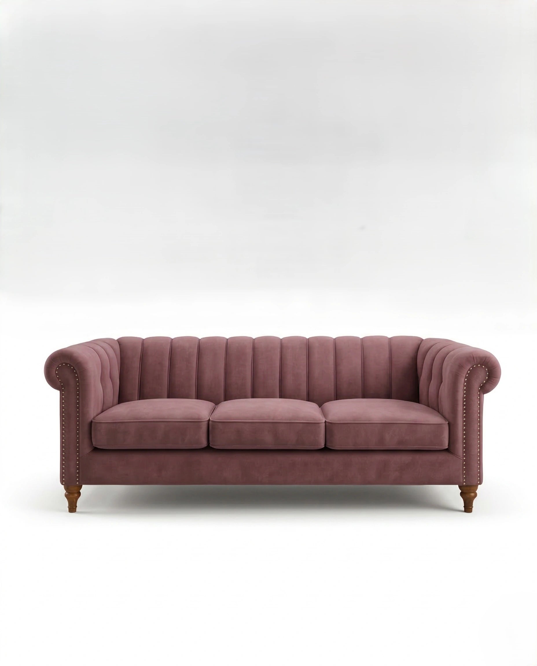 Beautiful premium mauve velvet chesterfield sofa crafted by Arris Concepts Luxury Pvt. Ltd.