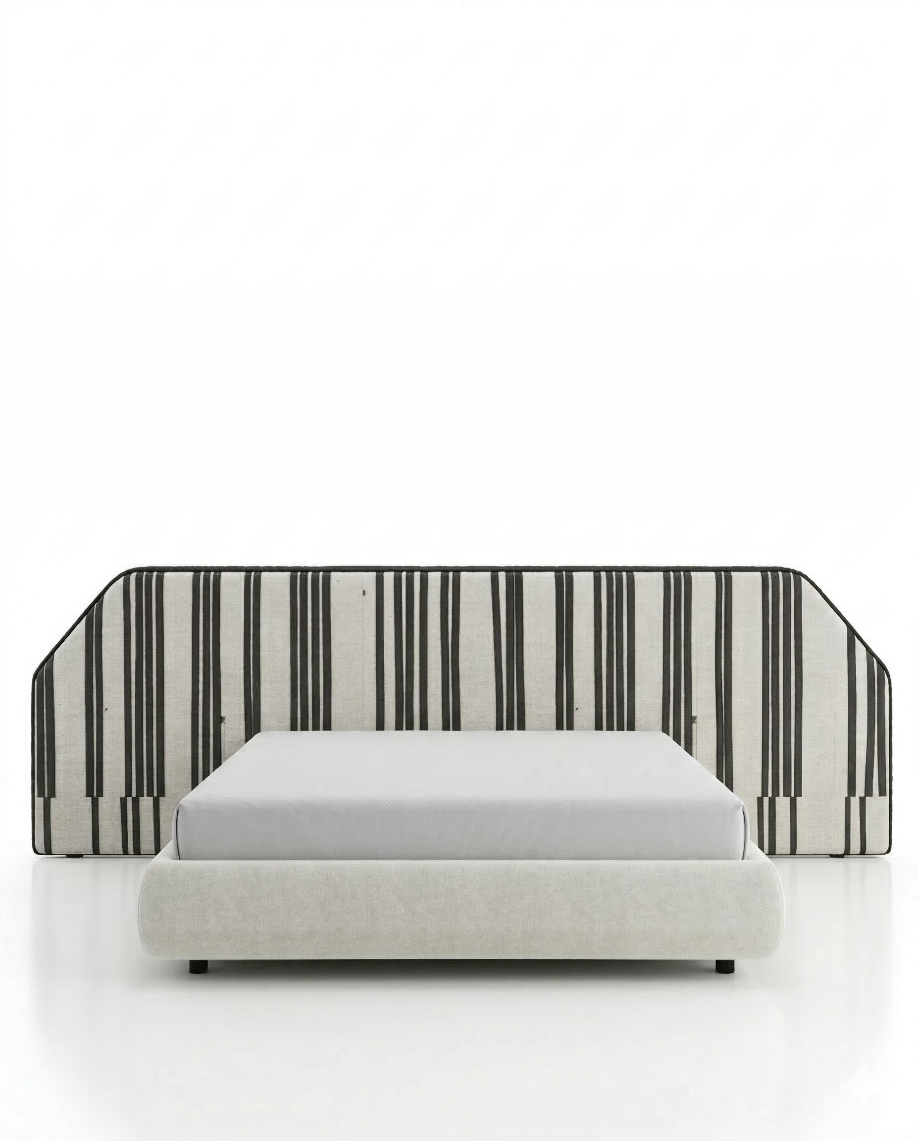 Beautiful premium black white striped king bed crafted by Arris Concepts Luxury Pvt. Ltd.