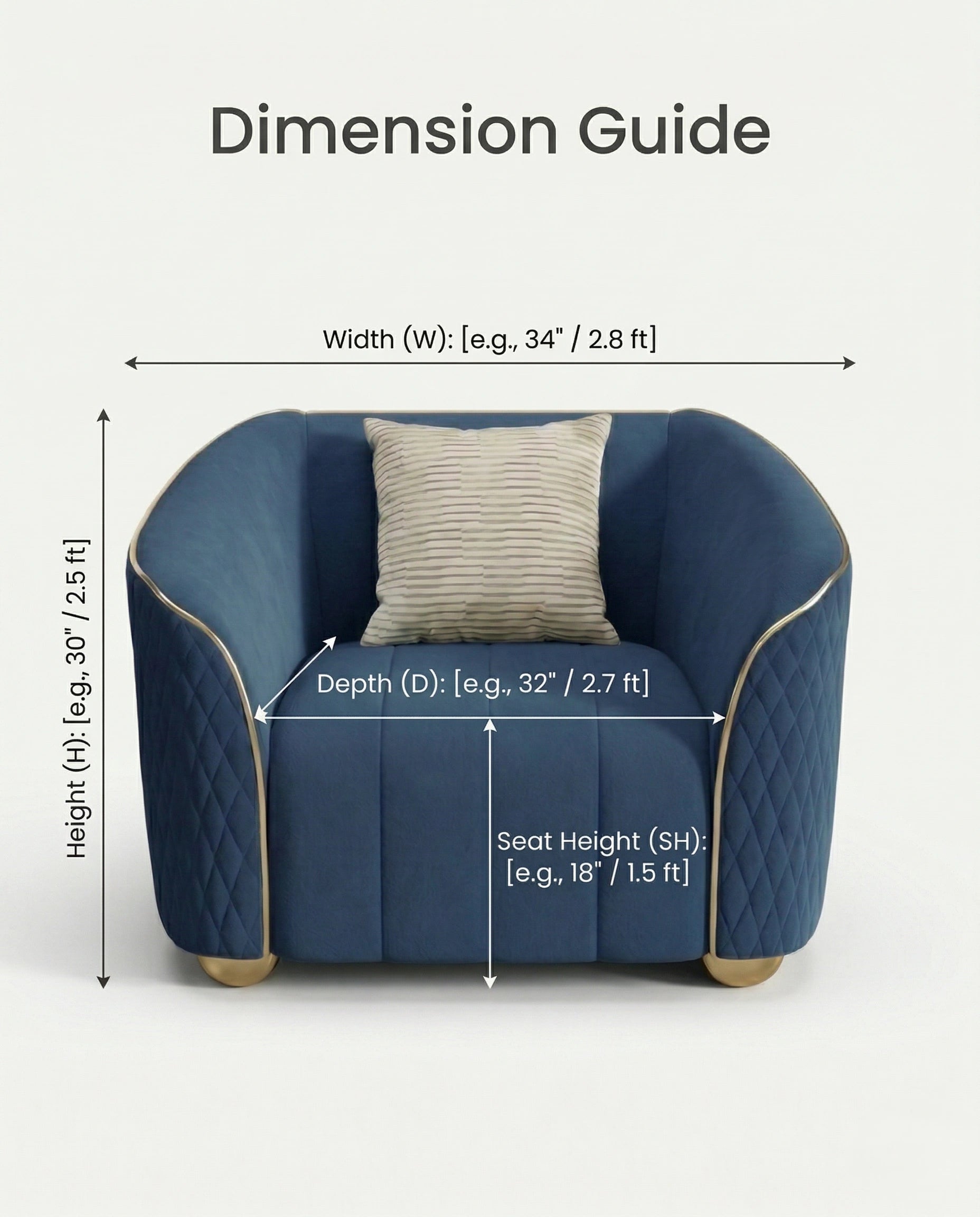 Beautiful premium blue velvet quilted armchair crafted by Arris Concepts Luxury Pvt. Ltd.