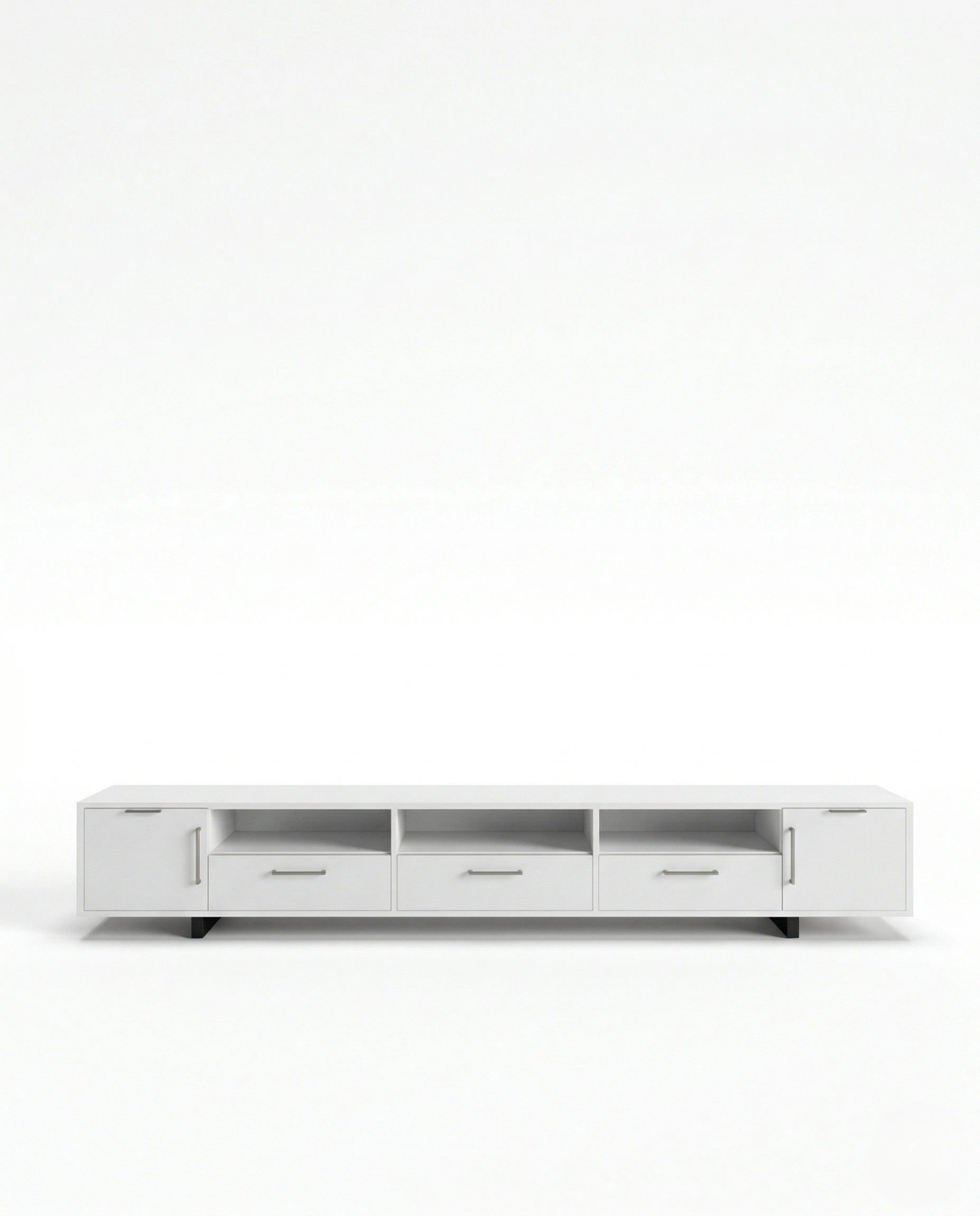 Beautiful premium minimalist white tv ledge crafted by Arris Concepts Luxury Pvt. Ltd.