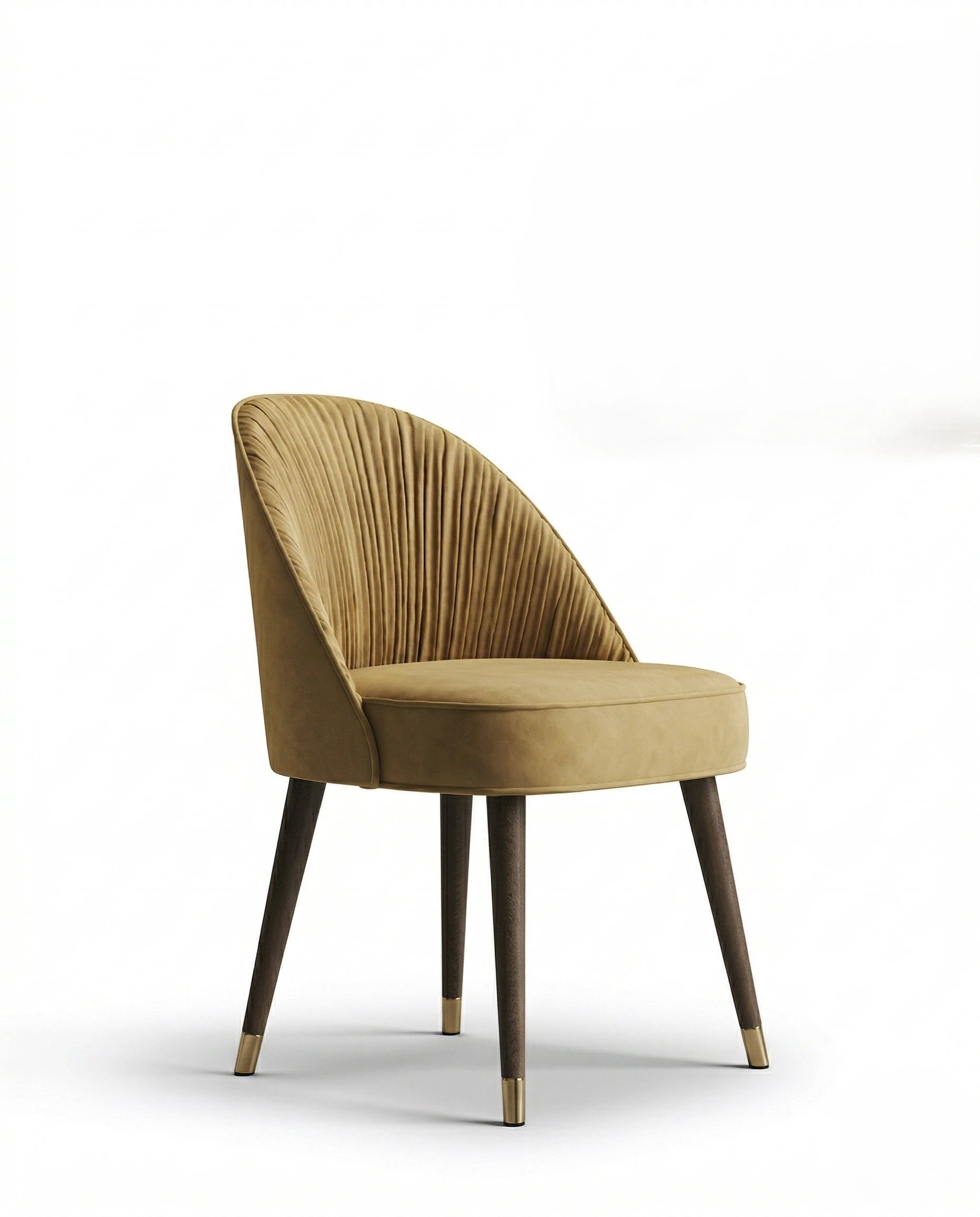 High-end designer upholstered chair and premium gold leather dining chair crafted by Arris Concepts Luxury Pvt. Ltd.