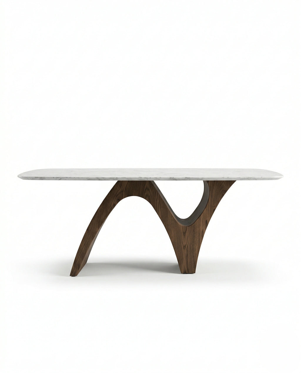 Handcrafted 8 seater marble sculptural wood dining table by Arris Concepts Luxury.