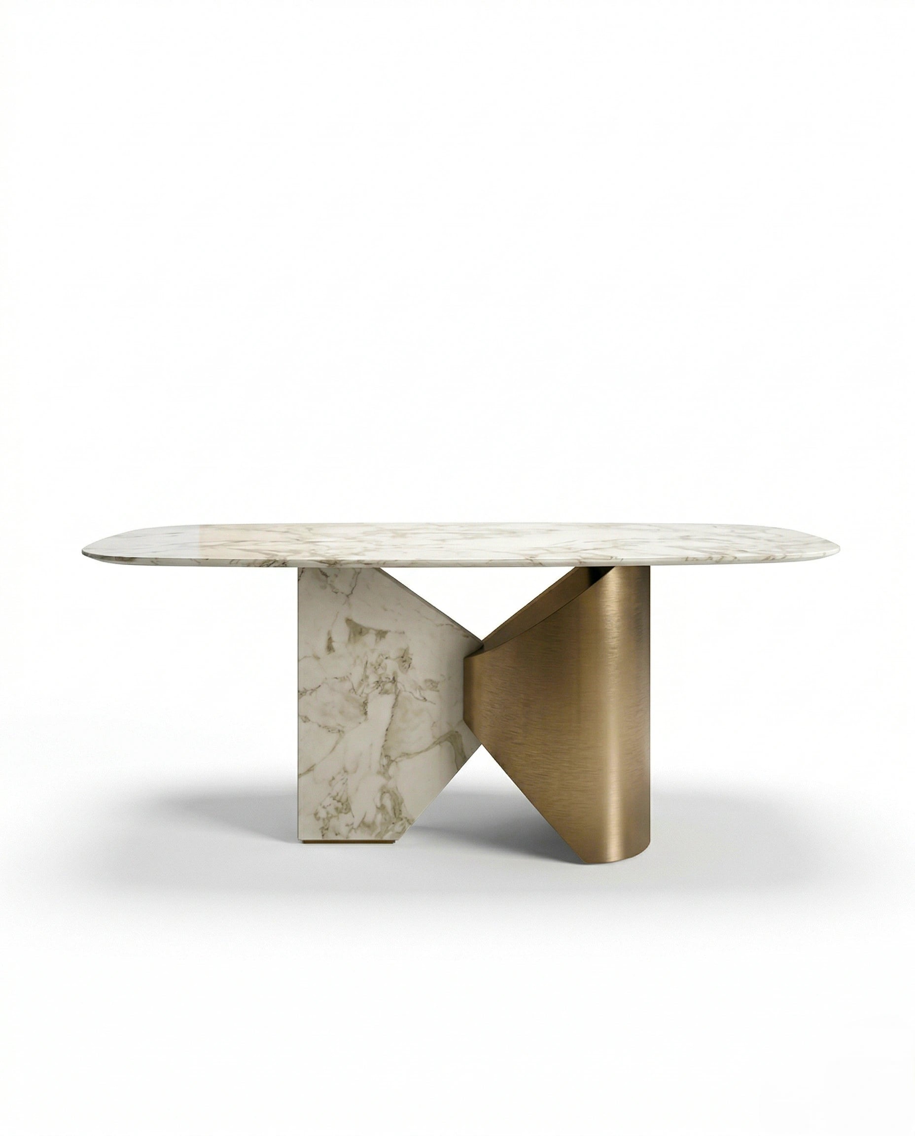 Modern 8 seater marble brass dining table by Arris Concepts Luxury.