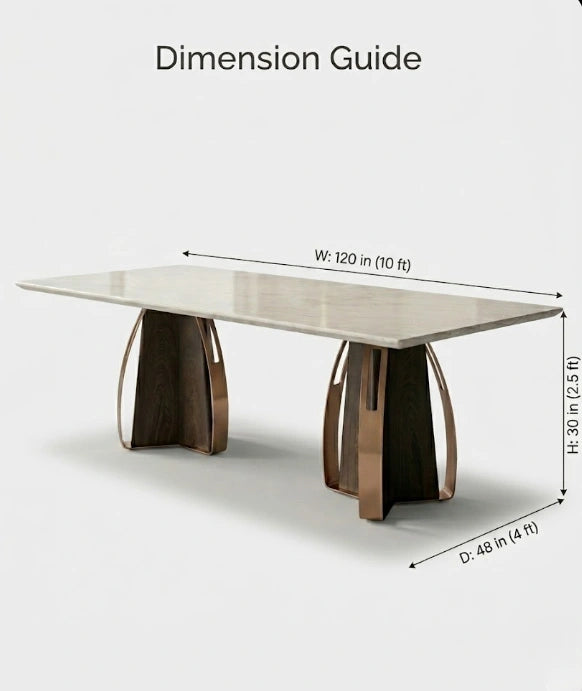 Architectural 10-Seater Marble & Brass Dining Table Arris Concepts