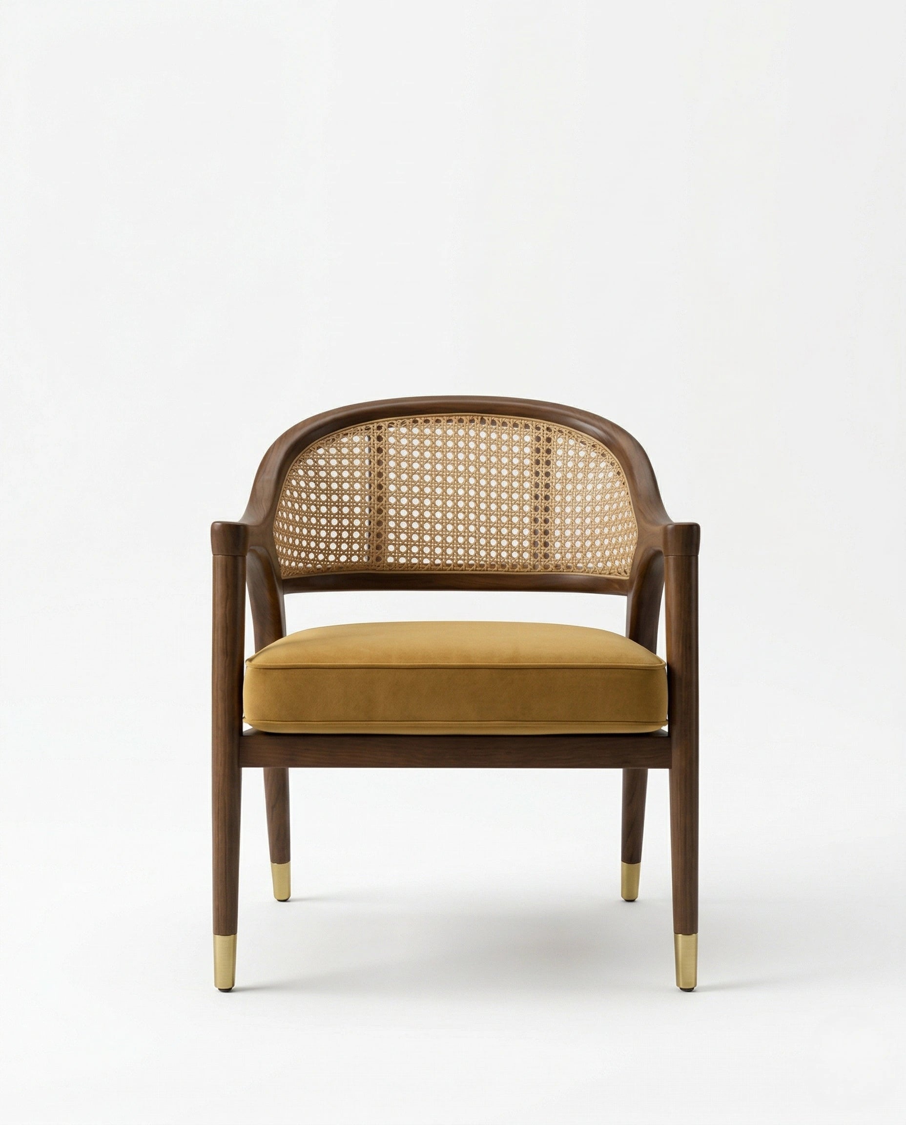 Mid-Century Cane & Velvet Accent Chair Arris Concepts