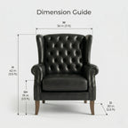 ACL Classic Black Leather Tufted Wingback Chair Arris Concepts