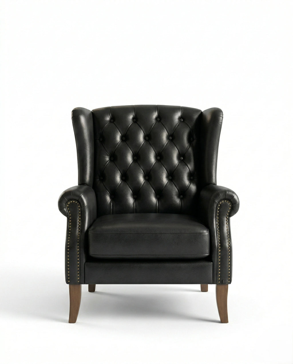 ACL Classic Black Leather Tufted Wingback Chair Arris Concepts