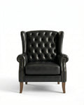 ACL Classic Black Leather Tufted Wingback Chair Arris Concepts