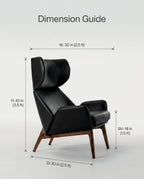 ACL Modern Black Leather Wingback Lounge Chair Arris Concepts
