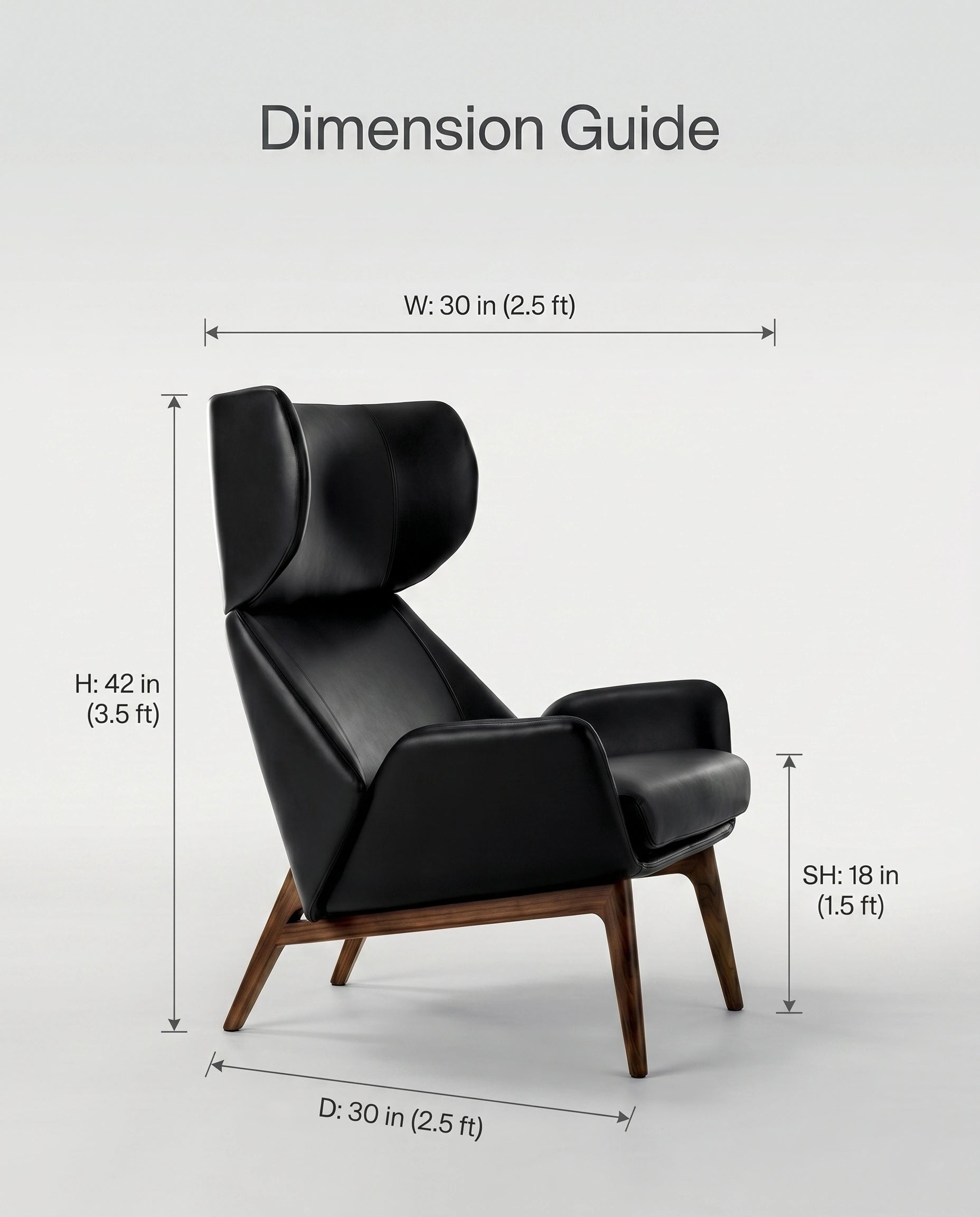 ACL Modern Black Leather Wingback Lounge Chair Arris Concepts