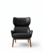 ACL Modern Black Leather Wingback Lounge Chair Arris Concepts
