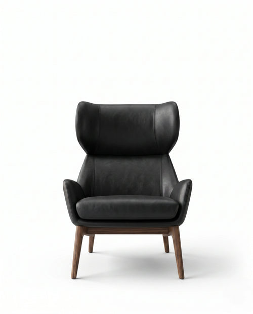 ACL Modern Black Leather Wingback Lounge Chair Arris Concepts