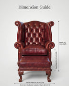 ACL Heritage Oxblood Leather Wingback Chair & Ottoman Arris Concepts